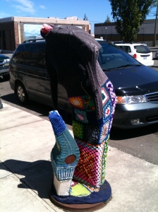 Yarn covered statue!